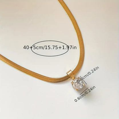 Elegant Rhinestone Pendant Necklace | Gold 16k