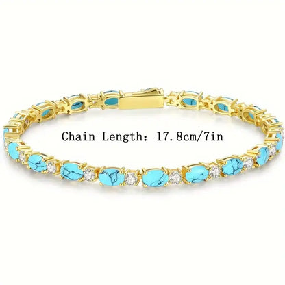 Natural Turquoise Stone Bracelet | Gold 18k