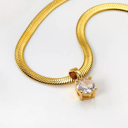 Elegant Rhinestone Pendant Necklace | Gold 16k