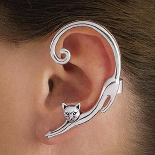 Silver Whisker Charm Earrings | White Gold 14k