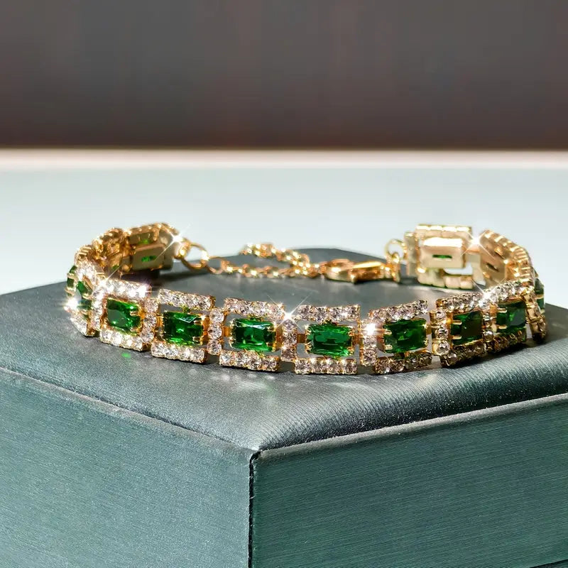 Emerald Green Statement Bracelet | Gold 18k