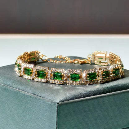 Emerald Green Statement Bracelet | Gold 18k