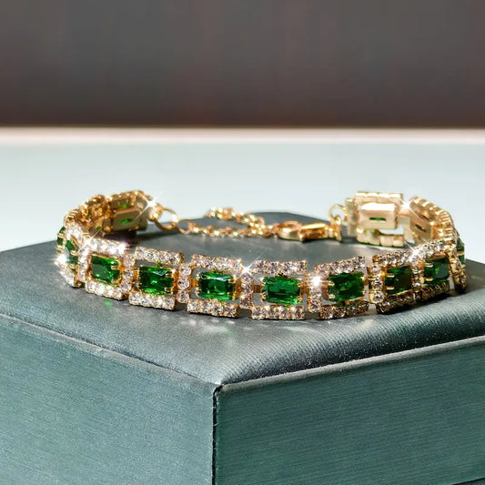 Emerald Green Statement Bracelet | Gold 18k