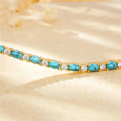 Natural Turquoise Stone Bracelet | Gold 18k