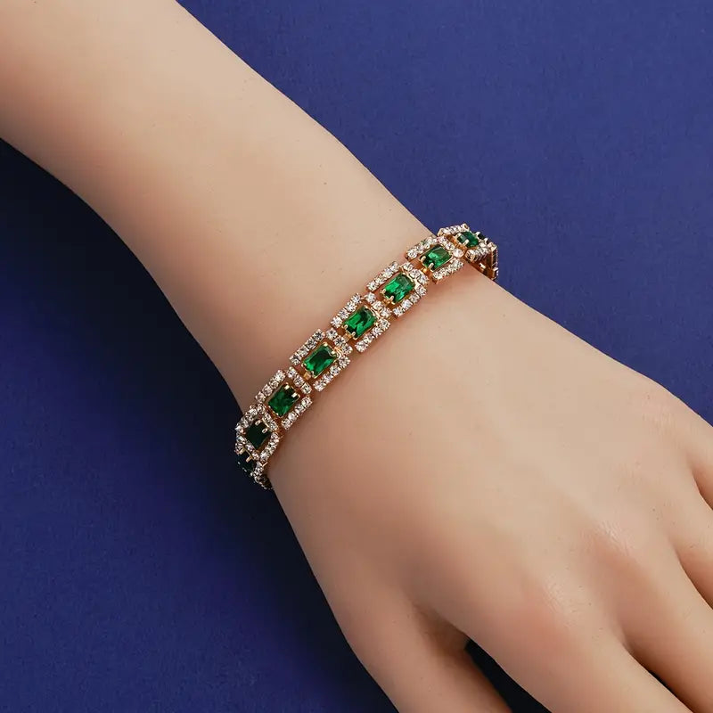 Emerald Green Statement Bracelet | Gold 18k