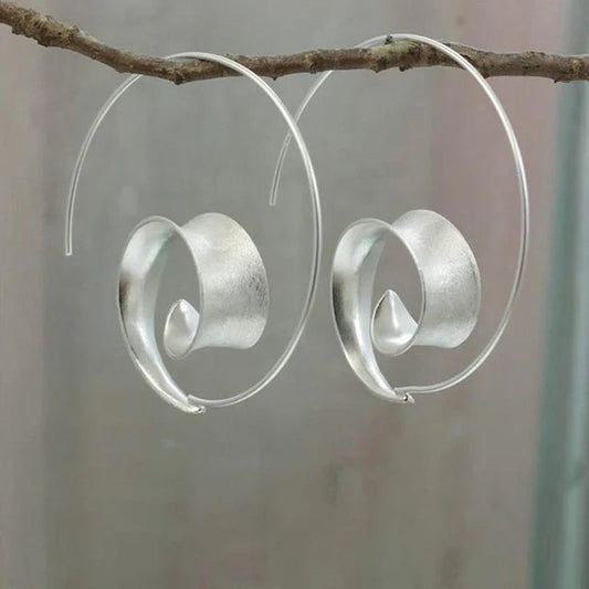 Spiral Shaped Earrings | White Gold 14k