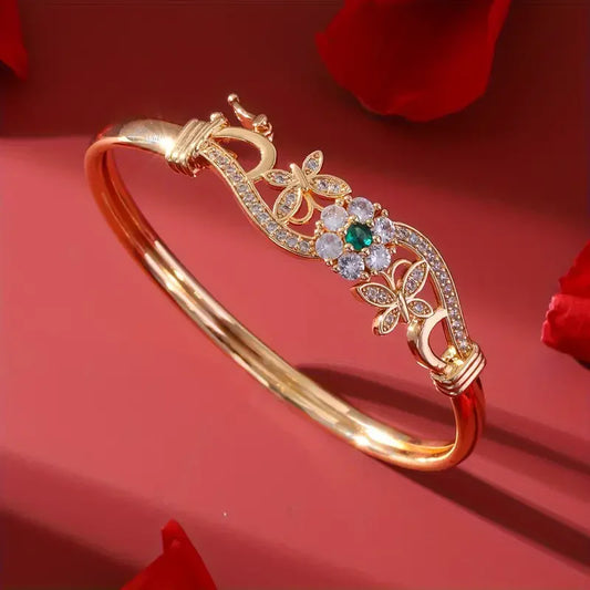Zirconia Gold Green Crystal Bracelet | Gold 18k
