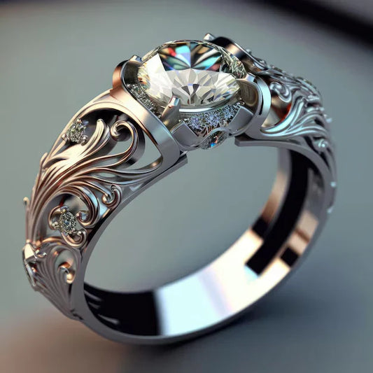 Exquisite Crystal Ring | White Gold 18k